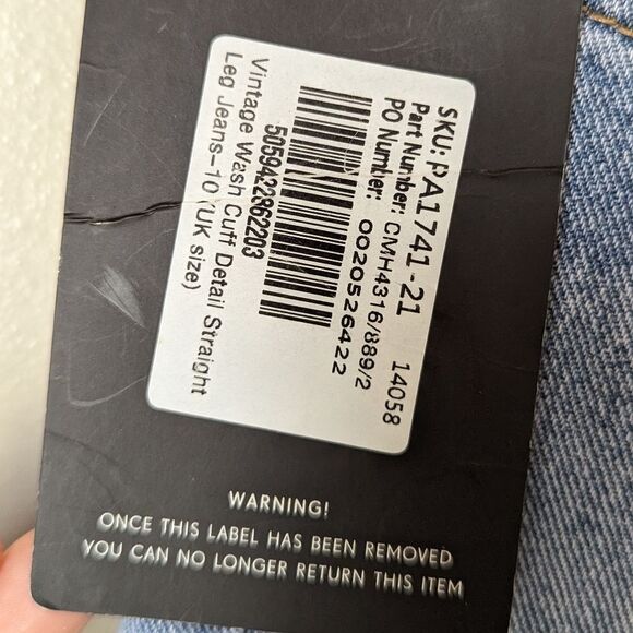 PrettyLittleThing High Rise Cuff Detail Straight Leg Jeans sz US 6 NWT - Picture 11 of 15